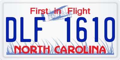 NC license plate DLF1610