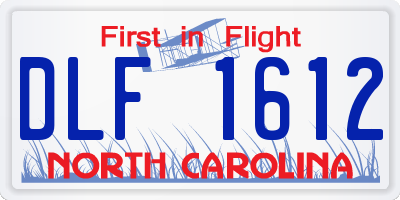 NC license plate DLF1612