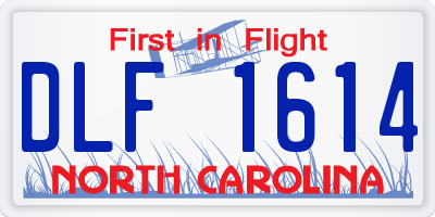 NC license plate DLF1614
