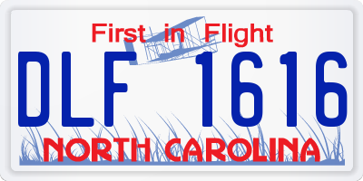 NC license plate DLF1616