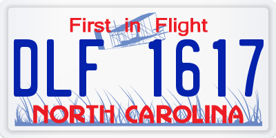 NC license plate DLF1617