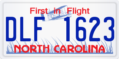 NC license plate DLF1623