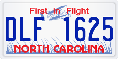 NC license plate DLF1625
