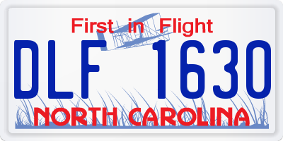 NC license plate DLF1630