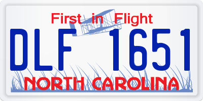 NC license plate DLF1651
