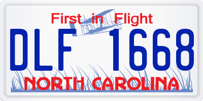 NC license plate DLF1668