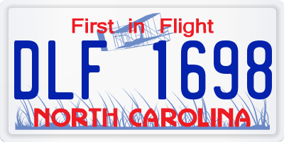 NC license plate DLF1698