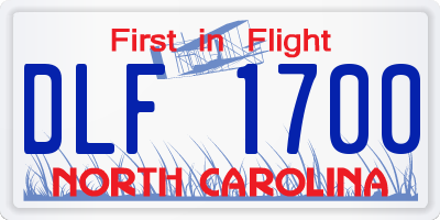 NC license plate DLF1700