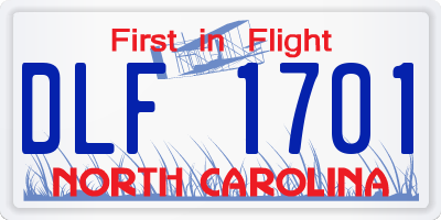 NC license plate DLF1701