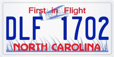 NC license plate DLF1702