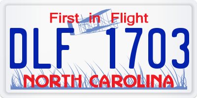 NC license plate DLF1703