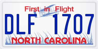 NC license plate DLF1707