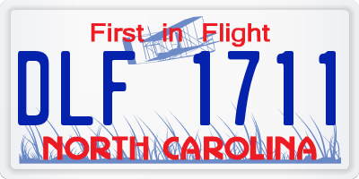 NC license plate DLF1711