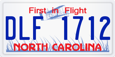 NC license plate DLF1712