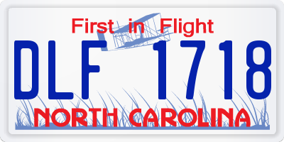 NC license plate DLF1718