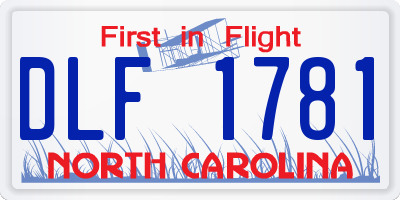 NC license plate DLF1781
