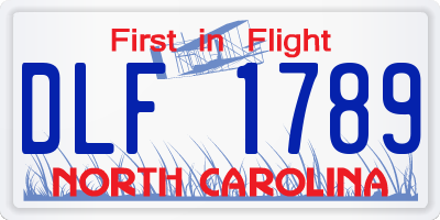 NC license plate DLF1789