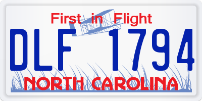 NC license plate DLF1794