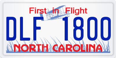 NC license plate DLF1800