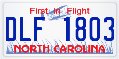 NC license plate DLF1803