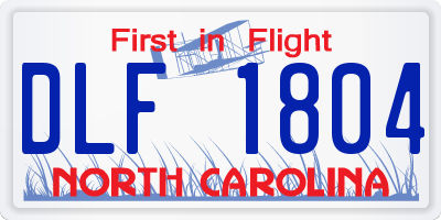 NC license plate DLF1804