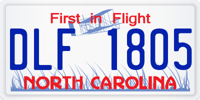 NC license plate DLF1805
