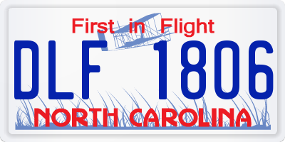 NC license plate DLF1806