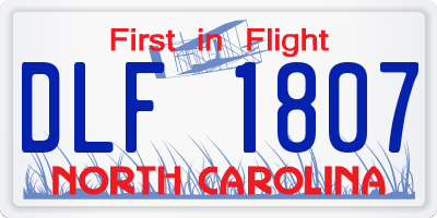 NC license plate DLF1807