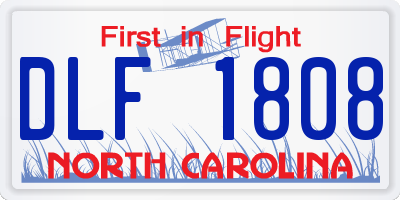 NC license plate DLF1808