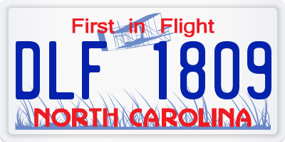 NC license plate DLF1809