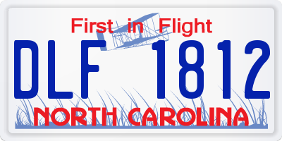 NC license plate DLF1812