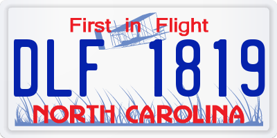 NC license plate DLF1819