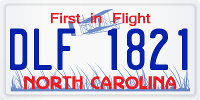 NC license plate DLF1821
