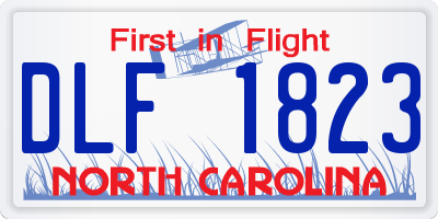 NC license plate DLF1823