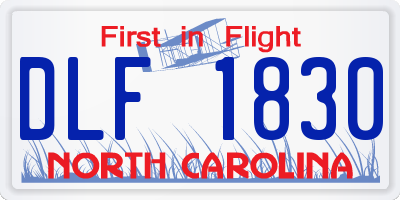 NC license plate DLF1830