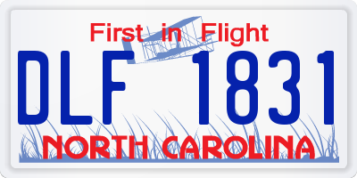 NC license plate DLF1831
