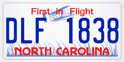 NC license plate DLF1838