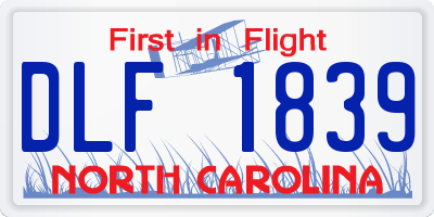 NC license plate DLF1839