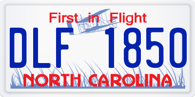 NC license plate DLF1850