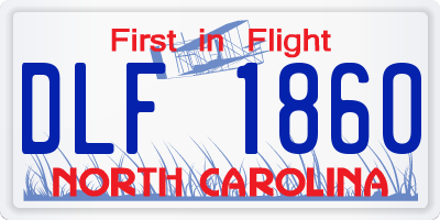NC license plate DLF1860