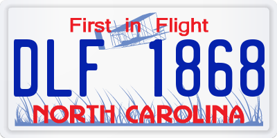 NC license plate DLF1868