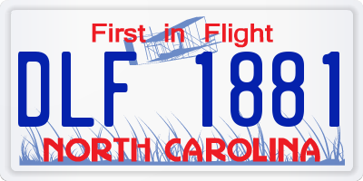 NC license plate DLF1881
