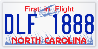 NC license plate DLF1888