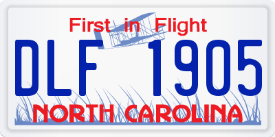 NC license plate DLF1905