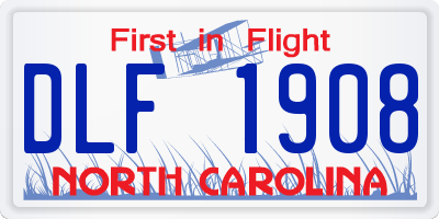NC license plate DLF1908