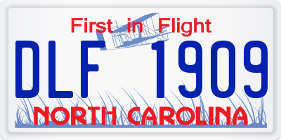 NC license plate DLF1909
