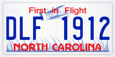 NC license plate DLF1912