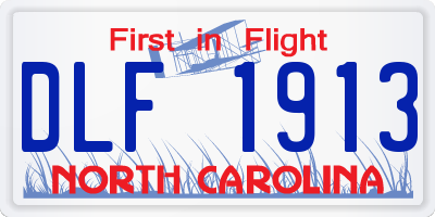 NC license plate DLF1913