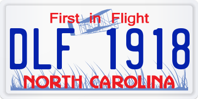 NC license plate DLF1918