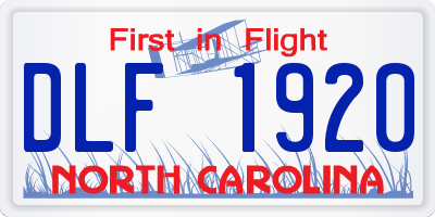 NC license plate DLF1920